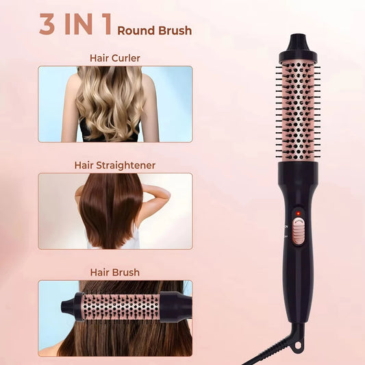 PTC Heated Curling Iron Brush 32mm Thermal Round Brush Anti Scald Hair Styler Volumizing Curler for Home Salon Use