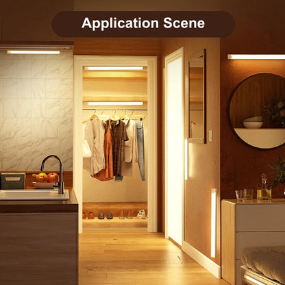 Wireless USB Rechargeable Motion Sensor LED Bar Light Induction Night Light Portable Cordless Magnetic Cabinet Lamp for Kitchen