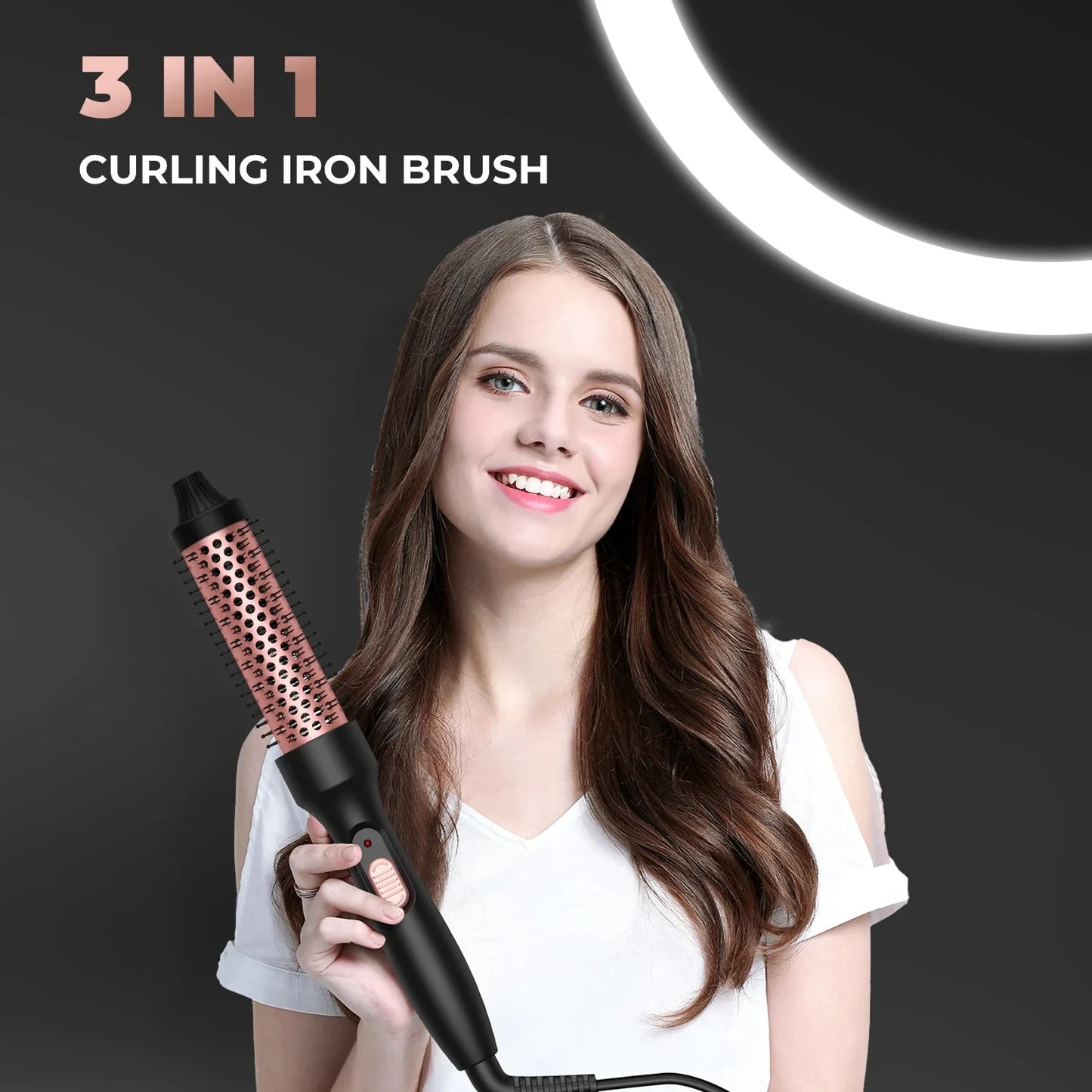 PTC Heated Curling Iron Brush 32mm Thermal Round Brush Anti Scald Hair Styler Volumizing Curler for Home Salon Use