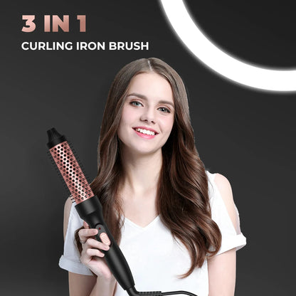 PTC Heated Curling Iron Brush 32mm Thermal Round Brush Anti Scald Hair Styler Volumizing Curler for Home Salon Use
