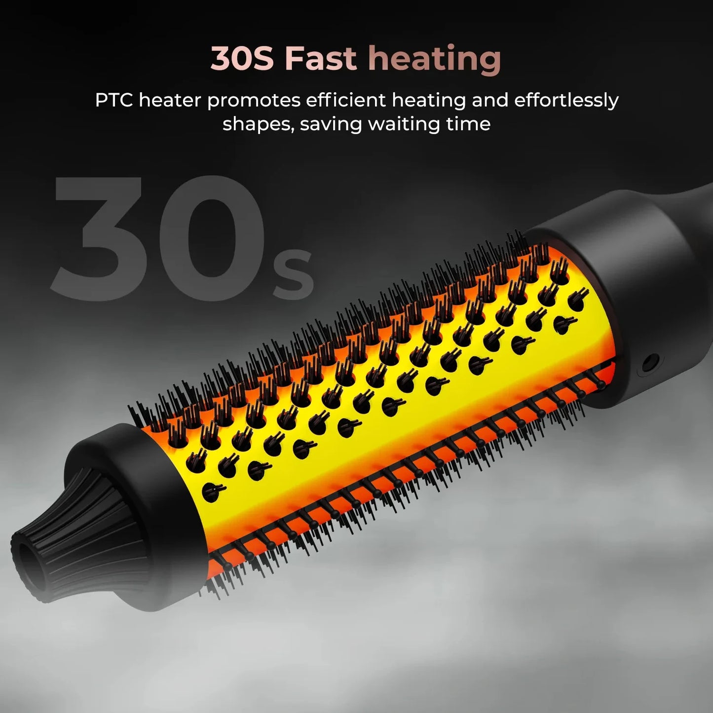 PTC Heated Curling Iron Brush 32mm Thermal Round Brush Anti Scald Hair Styler Volumizing Curler for Home Salon Use